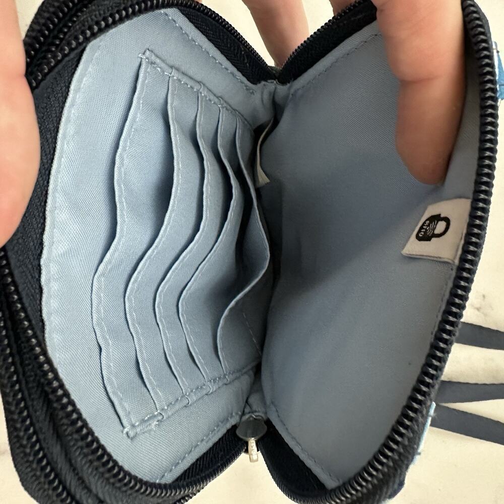 Baggallini Small Cross Body Bag Blue Striped RFID Blocking Wallet Nylon - Picture 6 of 6